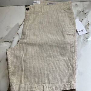 Beige Pinstripe Shorts